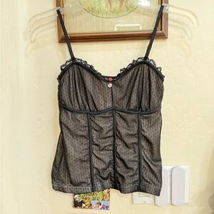 Vive Maria Black Corset Style Lace Tank Top Sz S.